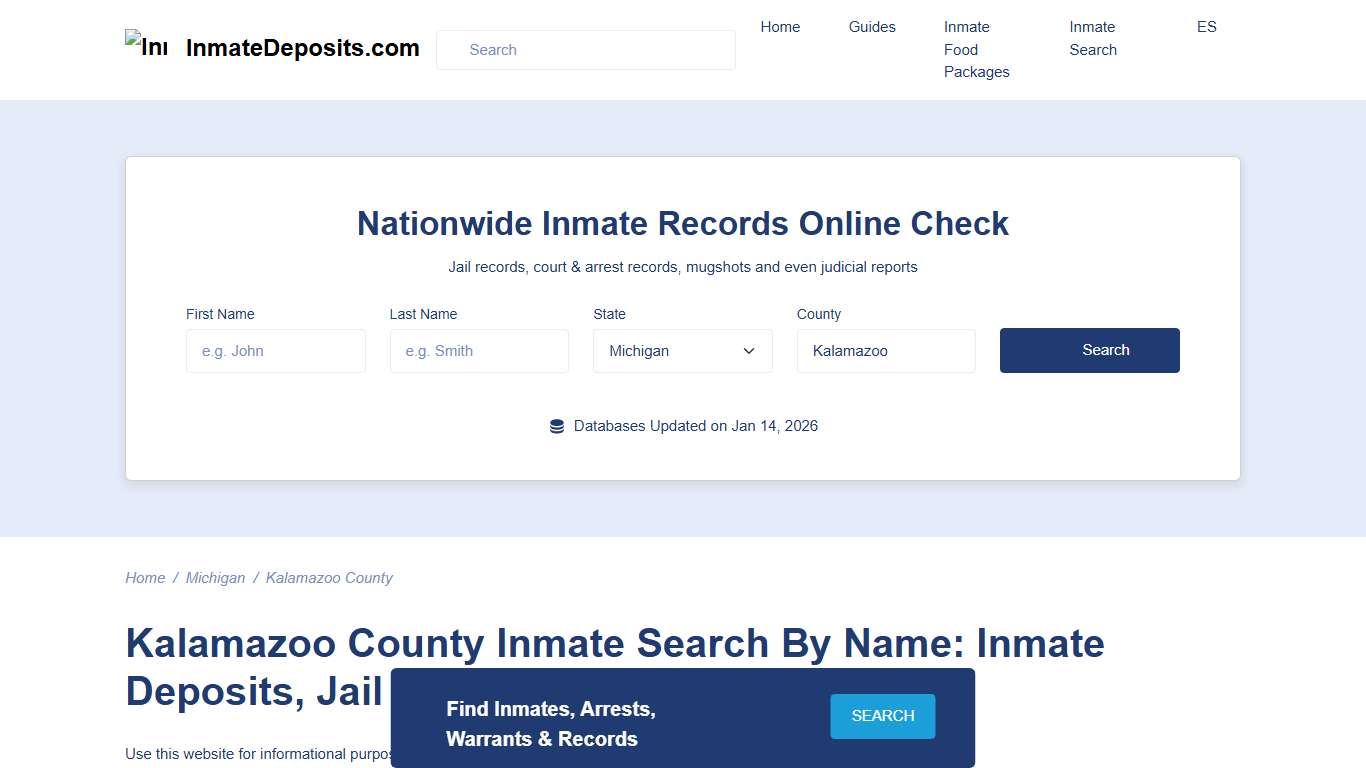 Kalamazoo County, MI Inmate Lookup, Inmate Deposits, Jail Info